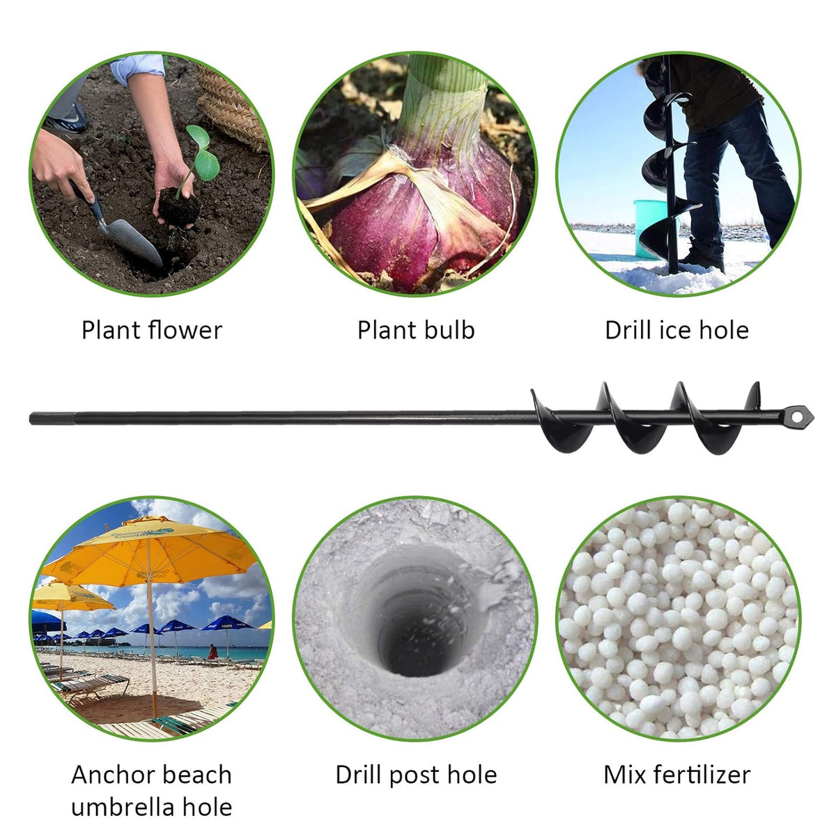 Auger Drill Bit for Planting, Heavy Steel Garden Earth Auger for Digging
