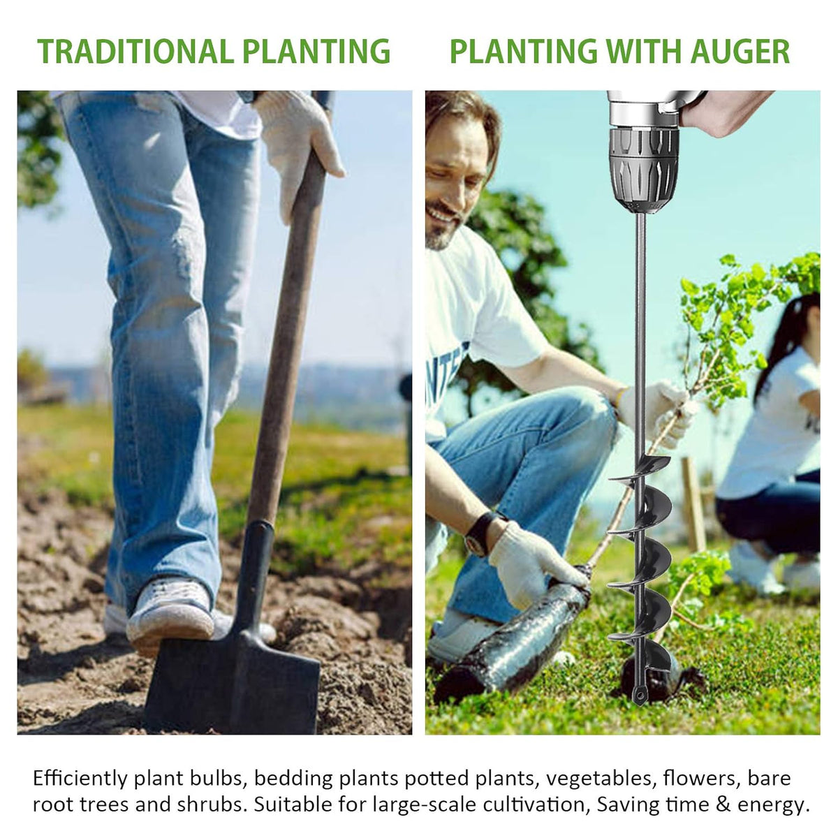 Auger Drill Bit for Planting, Heavy Steel Garden Earth Auger for Digging