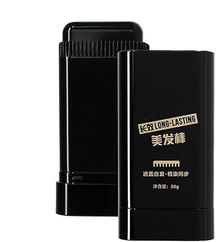 2-in-1 black hair color stick with an integrated applicator comb