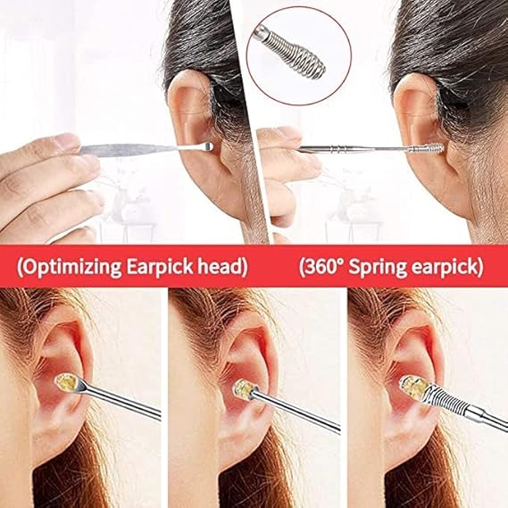 6-Piece Stainless Steel Ear Wax Cleaner and Ear Curette Removal Kit with Storage Box