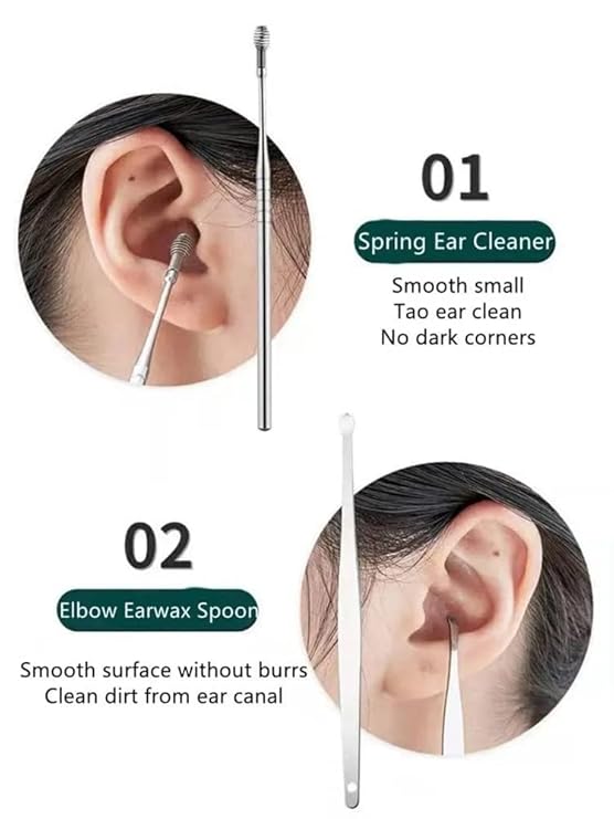 6-Piece Stainless Steel Ear Wax Cleaner and Ear Curette Removal Kit with Storage Box