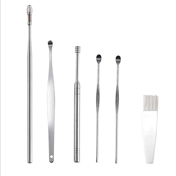 6-Piece Stainless Steel Ear Wax Cleaner and Ear Curette Removal Kit with Storage Box