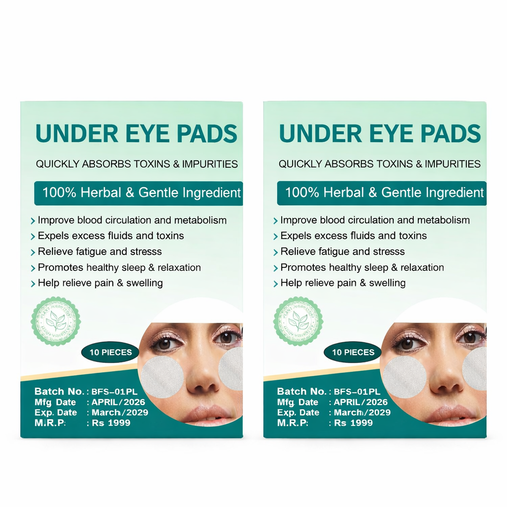 Two packs of under eye pads stacked together on a clean surface