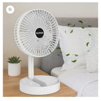 Foldable portable table fan in a compact configuration