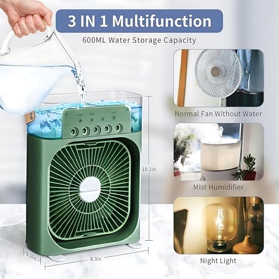 Portable Humidifier Air Cooler Mini Fan for Home with 3-Speed Water Spray