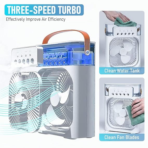 Portable Humidifier Air Cooler Mini Fan for Home with 3-Speed Water Spray