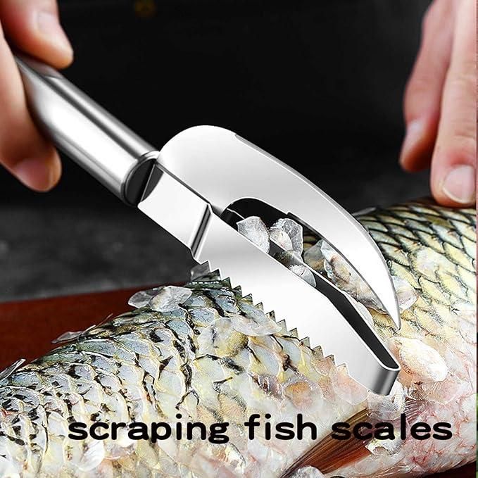 3-in-1 Stainless Steel Fish Scaler Scraper Tool