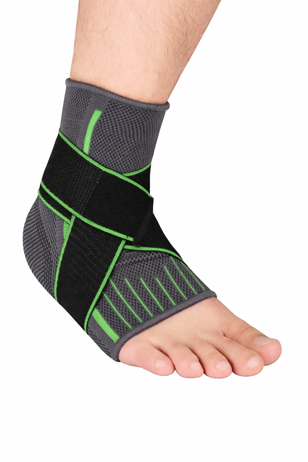 An adjustable neoprene ankle support band in black shown against a plain background