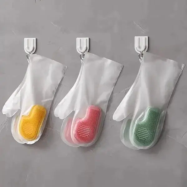 Silicone Dishwashing Gloves (Random Color, 1 Pair)