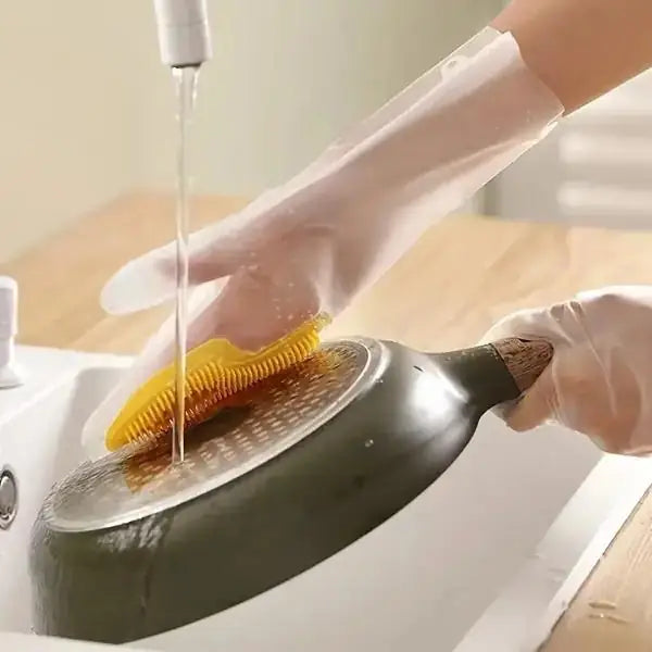 Silicone Dishwashing Gloves (Random Color, 1 Pair)