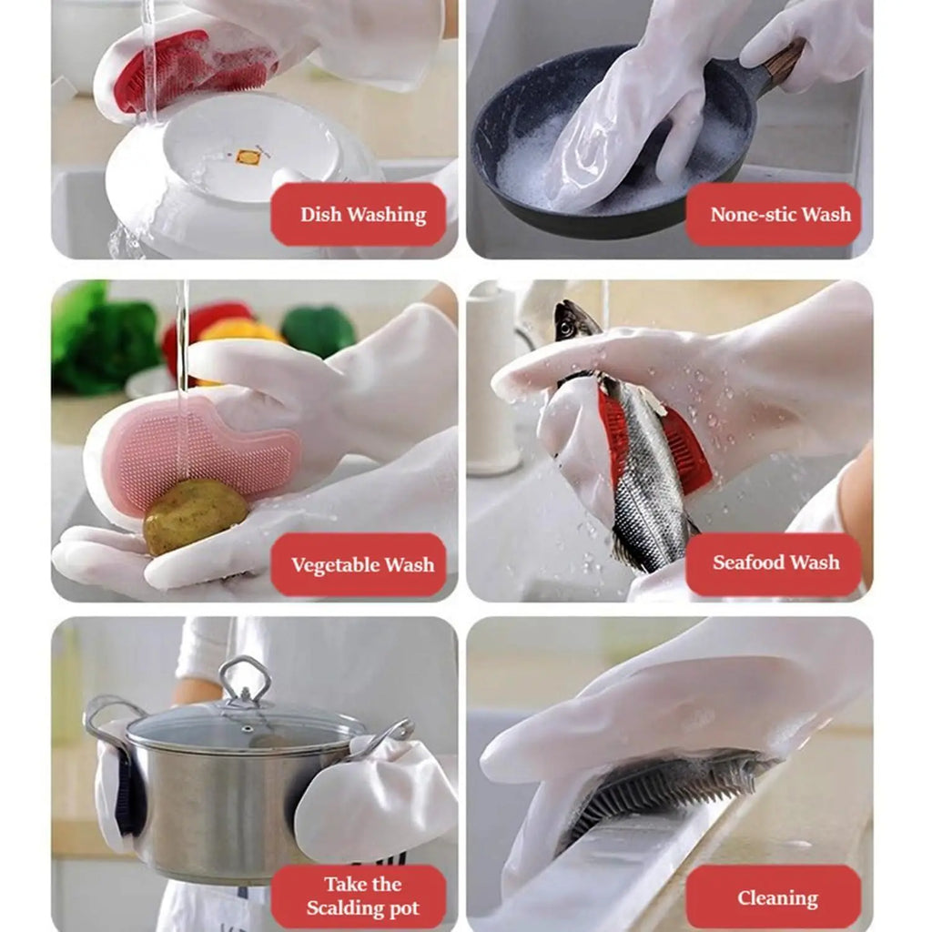 Silicone Dishwashing Gloves (Random Color, 1 Pair)