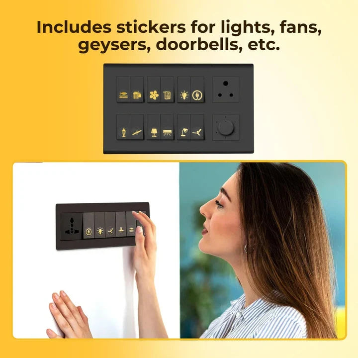 Black & Gold Switch Stickers - Decorative Adhesive Decals (Set of 100)