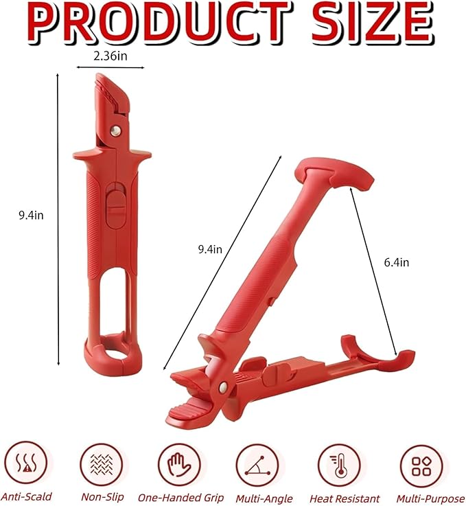 Pot Pan Gripper Tongs Anti-Scalding Clip with Silicone Grip