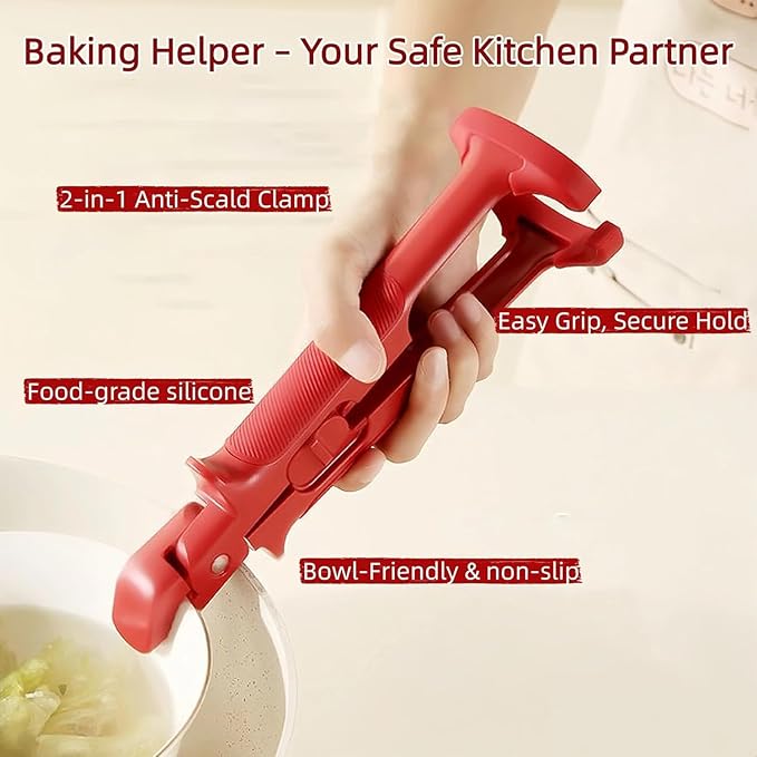 Pot Pan Gripper Tongs Anti-Scalding Clip with Silicone Grip