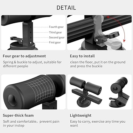 Sit-Up Bar With Foam Handle and Rubber Suction Seat Fitness Equipment