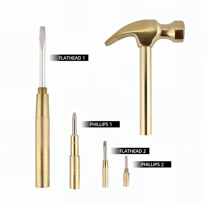 6-in-1 Multifunction Carbon Steel Mini Hammer with Integrated Screwdriver Set