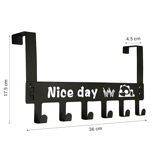 Carbon Steel Over-the-Door Hanger with 6 Hooks