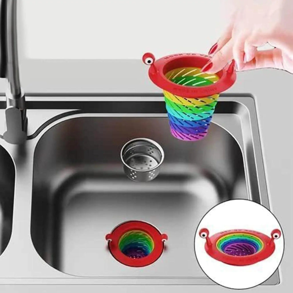 Foldable plastic kitchen sink strainer in a neutral colour
