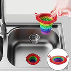 Foldable plastic kitchen sink strainer in a neutral colour
