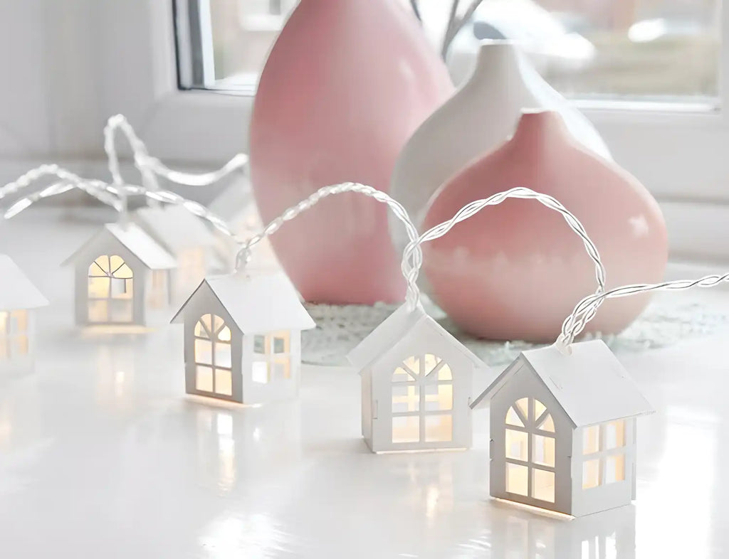 Decorative string lights in a soft glow arrangement for indoor room decor