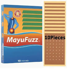A box containing 10 herbal self-heating adhesive patches for muscle relief