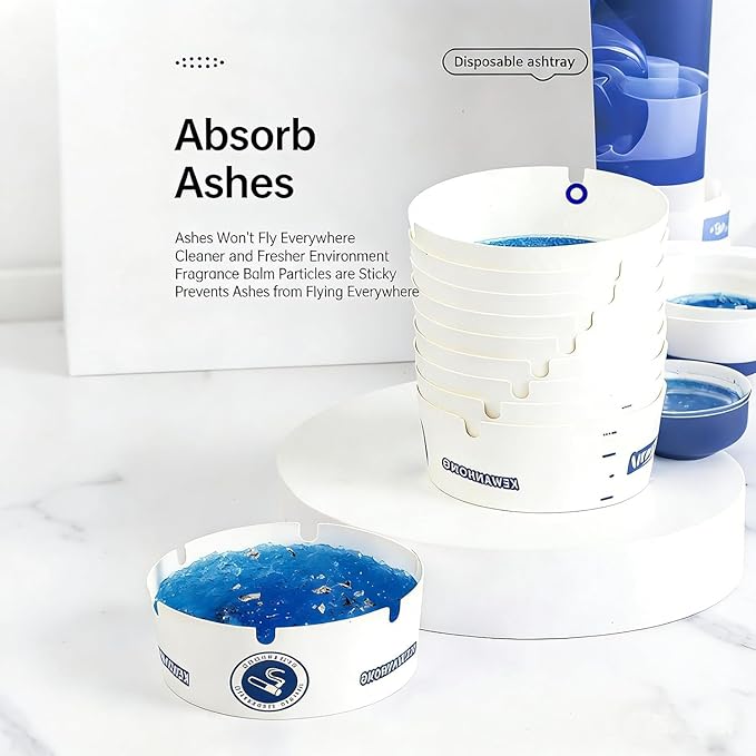 Portable Disposable Foam Ashtray with Absorbent Gel - Pack of 5