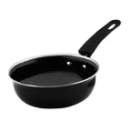A 0.5 litre non-stick iron tadka pan with a plastic grip handle