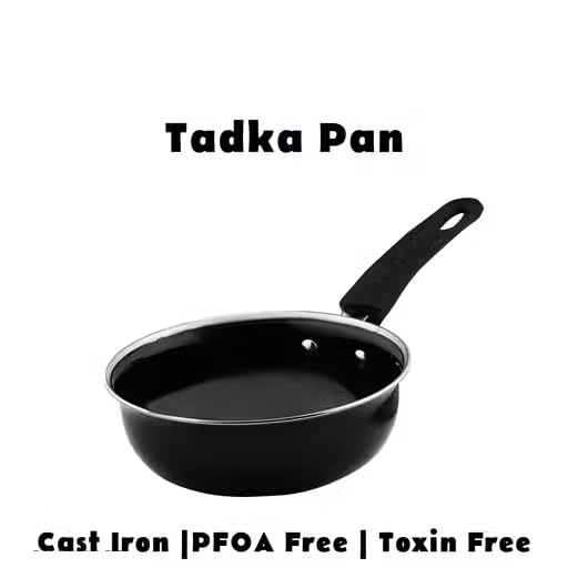 Iron Tadka Pan 0.5 Litre with Strong Grip Plastic Handle