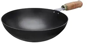 Traditional Iron Wok Kadai with Sturdy Handle