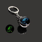 Constellation gemstone key chain hanging from a metal ring