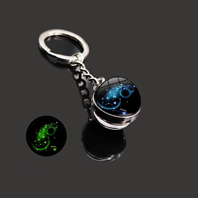 Constellation gemstone key chain hanging from a metal ring