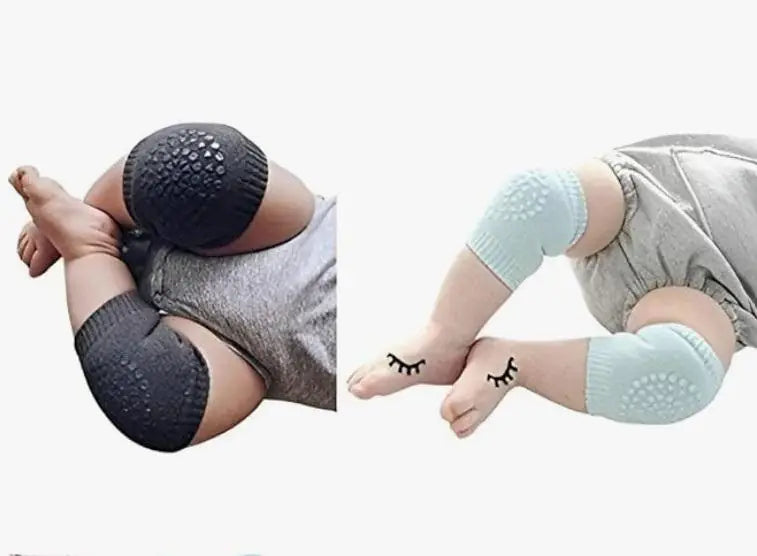 Set of two pairs of soft cotton baby knee pads for crawling safety