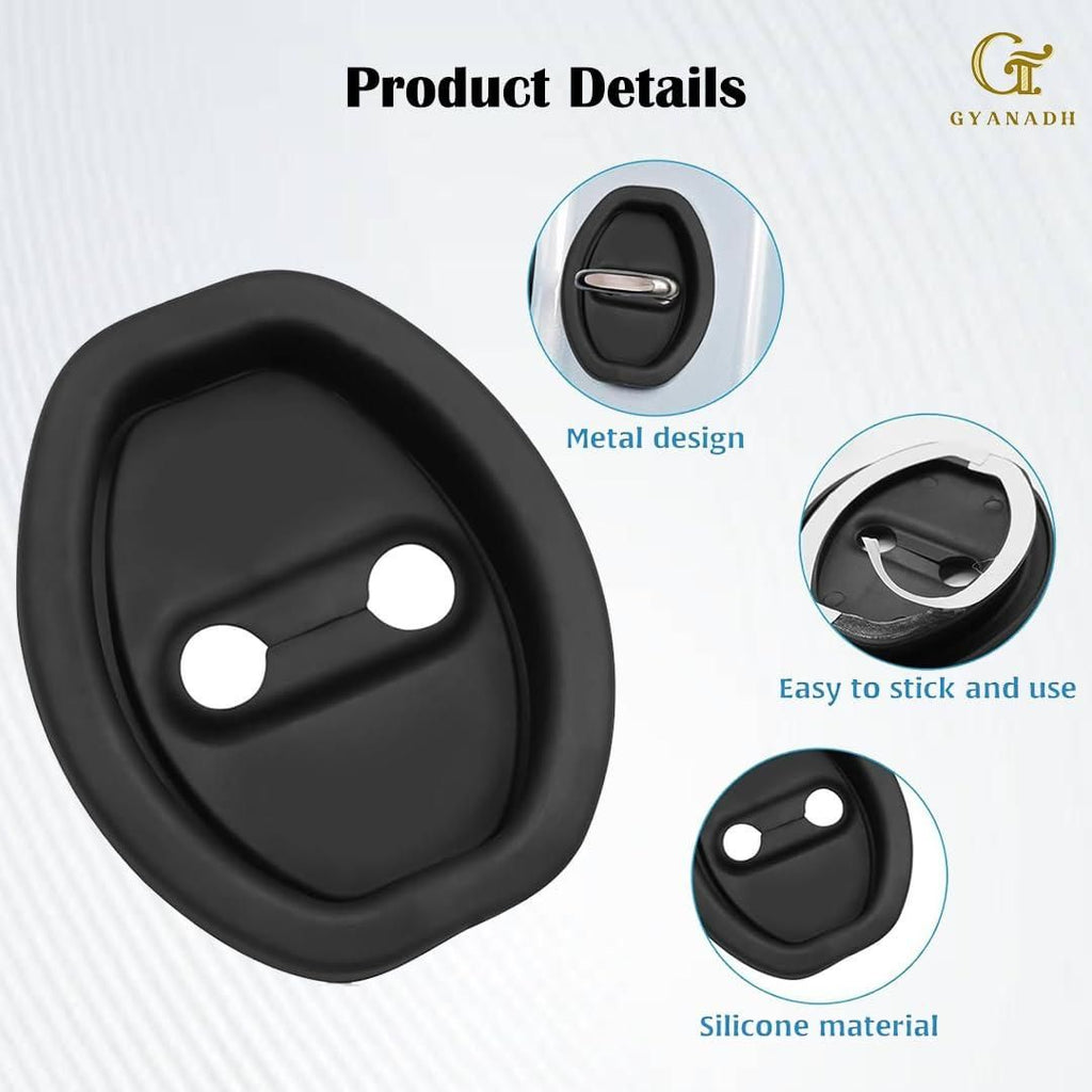 Set of four black silicone car door lock protector covers