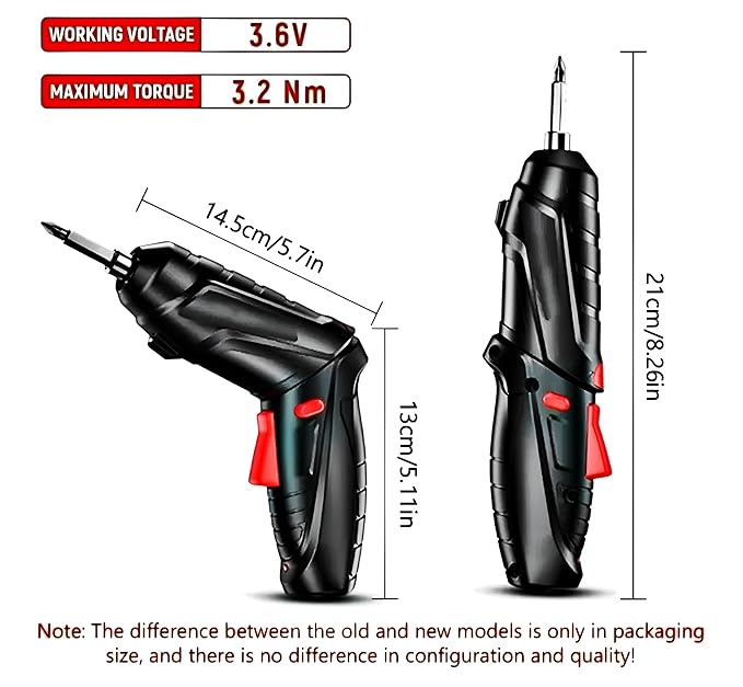 46 Pcs Rechargeable Cordless Screwdriver and Power Drill Kit