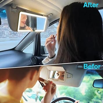 HanGlow Car Vanity Mirror With Lights - 3 Mode Adjustable LED Makeup Mirror