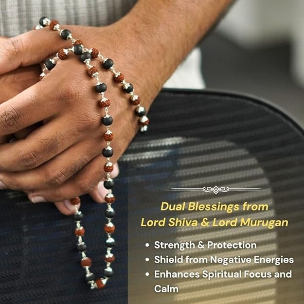Original Karungali Mala with Natural Ebony Wood and Rudraksha Beads