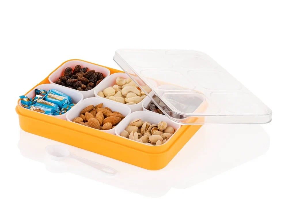 1800 ml 6-in-1 Masala Box for Kitchen with spoon, plastic