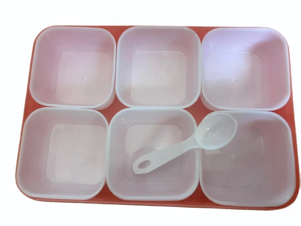1800 ml 6-in-1 Masala Box for Kitchen with spoon, plastic
