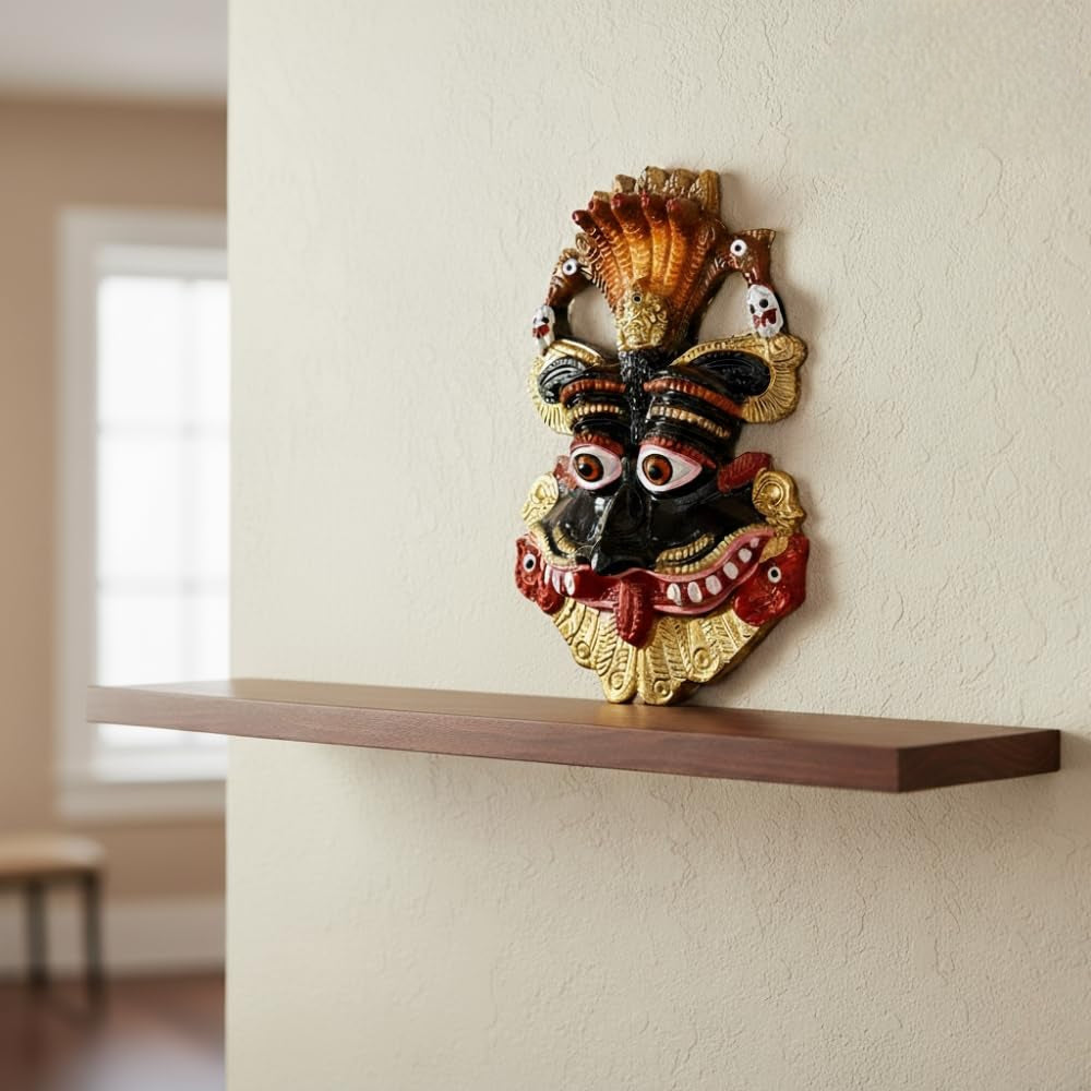 BharatYug Keerthi Mukha metal wall hanging mask with traditional carving details