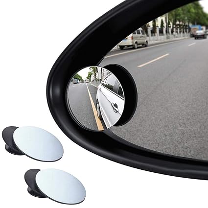 Two circular glass CarFrill blind spot mirrors for car side view
