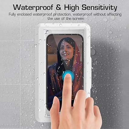 Waterproof Bathroom Wall Mount Phone Holder Case with 360 Degree Rotation