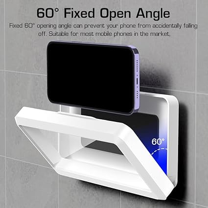 Waterproof wall mount phone holder case in a bathroom setting