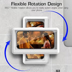 Waterproof Bathroom Wall Mount Phone Holder Case with 360 Degree Rotation