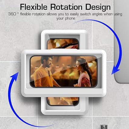 Waterproof Bathroom Wall Mount Phone Holder Case with 360 Degree Rotation