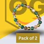 A pack of two customized and energized beaded bracelets featuring a simple design