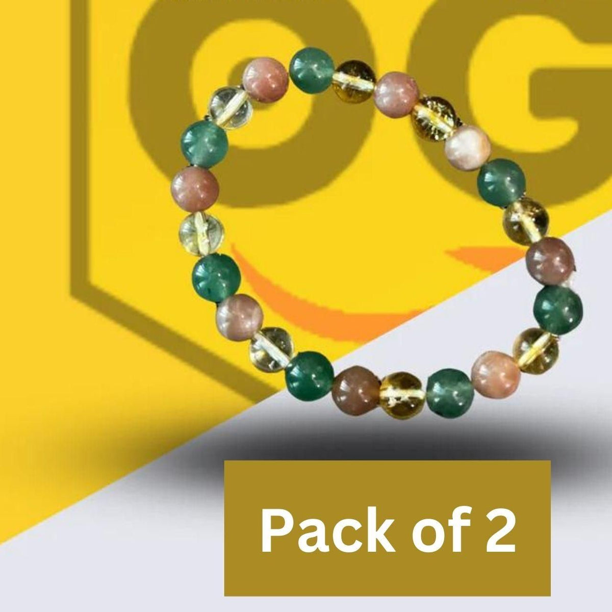 A pack of two customized and energized beaded bracelets featuring a simple design