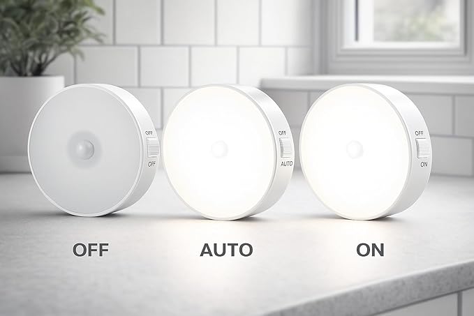 Motion Sensor Light with USB Charging and Self-Adhesive Backing (Pack of 4)