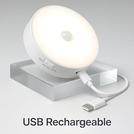 Motion Sensor Light with USB Charging and Self-Adhesive Mount (Pack of 2)