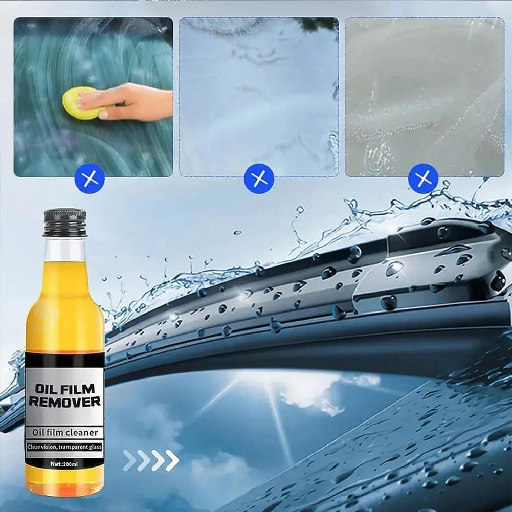 A 100ml bottle of Car Glass Oil Film Remover for vehicle windshields