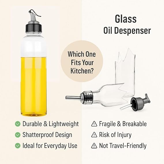 Spill-Proof Transparent Cooking Oil Dispenser Bottle 500ml (Pack of 2)